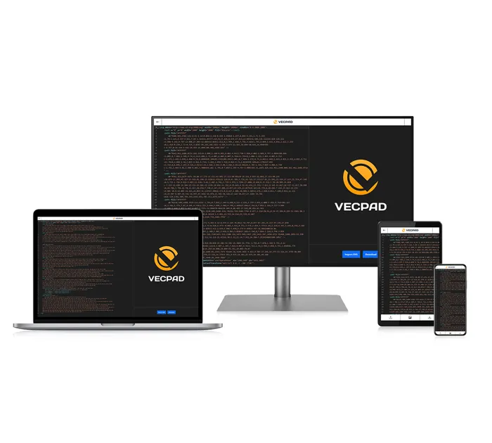 vecpad svg code editor has mobile and desktop friendly UI