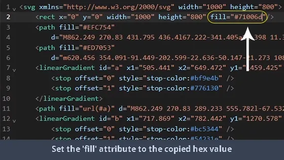 set the fill attribute to the copied hex value