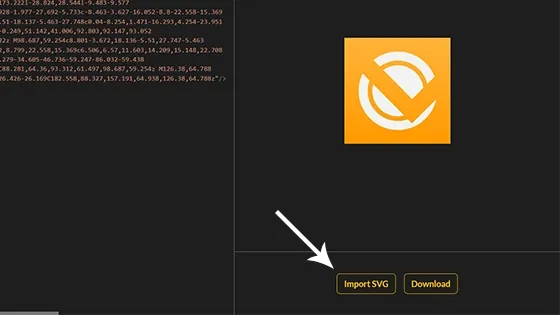 svg code editor's import SVG button